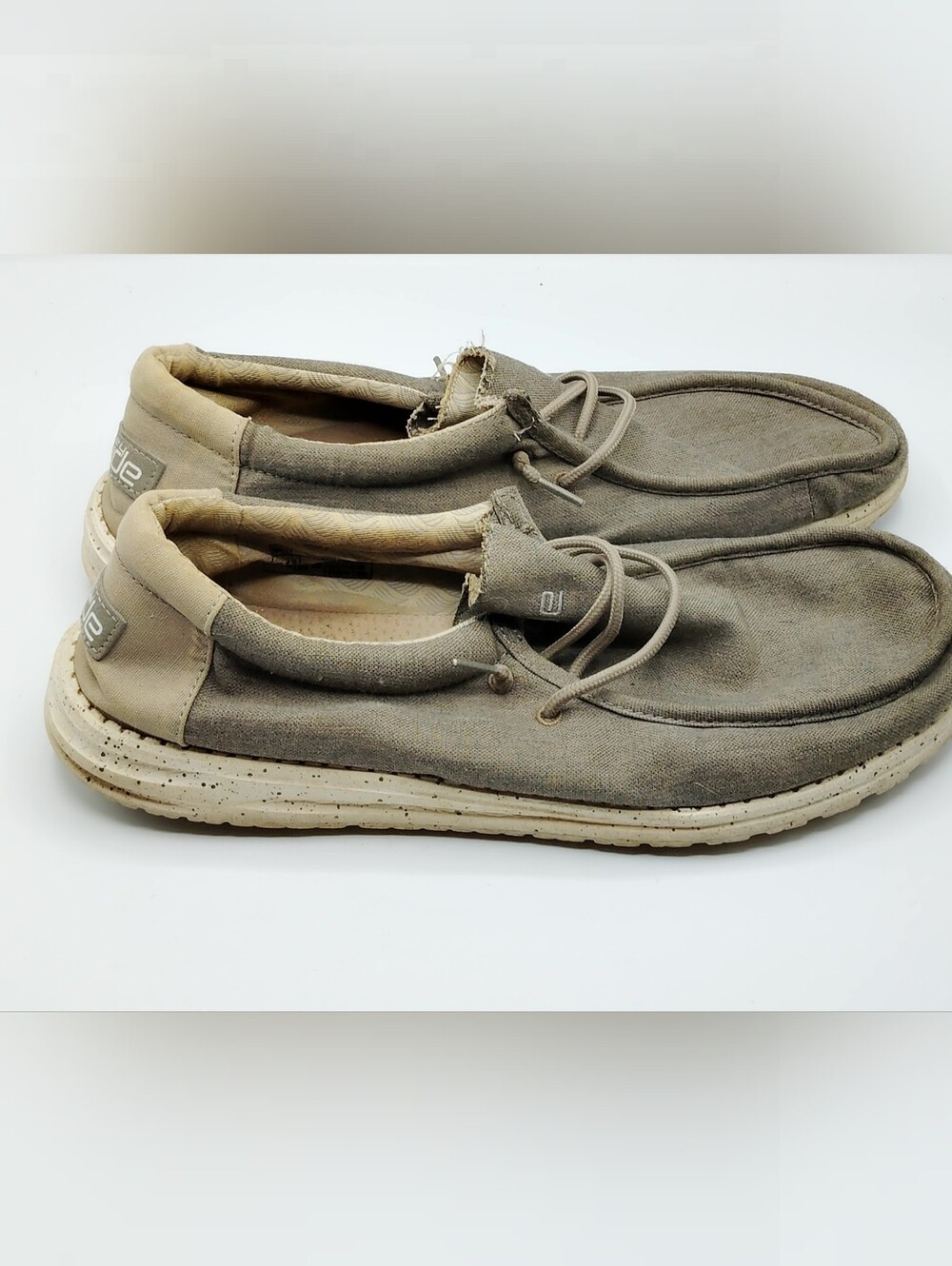 Hey Dude Men's Slip-On Loafers in Olive Green and Tan